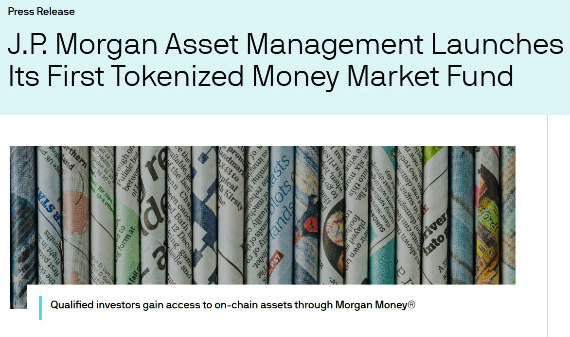 PMorgan nutzt die Ethereum-Blockchain für institutionelle Geldmarktfonds.